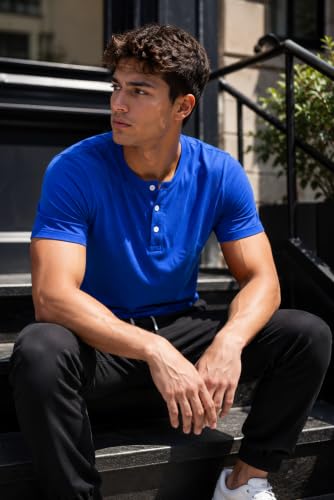 Image of London Hills T Shirt for Man | Men Henley Neck Tshirts | Tshirt Shirts Men | Gym T Shirts for Mens Workout T-Shirts for Man Cotton Stylish Henly Neck T Shirt Half Sleeve Regular Fit Solid Multicolour