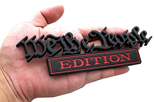 Image of 1pc Classic We The People Edition 3D Full car Emblems Decals Labels Personalized Decoration to Highlight Yourself for SUV, CRV, Motorcycle, Car, Truck Fender Tailgate (Black Red)