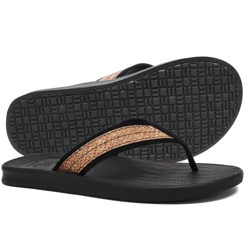 Image of KuaiLu Mens Flip Flops Arch Support Comfortable Summer Beach Thong Sandals Yoga Foam Cushion Slip on Slippers