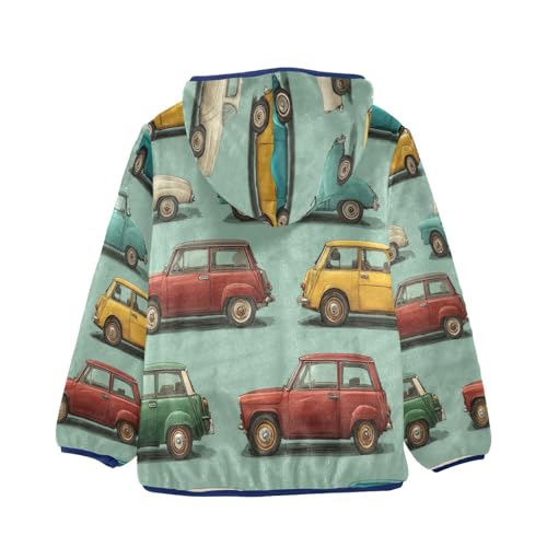Colorful Cars in Repetitive Pattern Toddler Fleece Jacket Girl Boys Hooded Fleece Jacket Coat Warm2