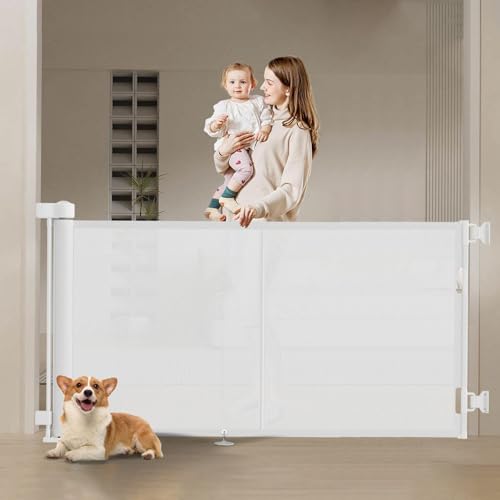 Cancelletto estensibile per scale, 0-200 cm Barriera di sicurezza per bambini estensibile, Barriera di sicurezza arrotolabile per Scale, cancelletti di sicurezza adatto per interni ed esterni