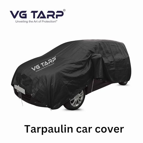 Image of 250 GSM HDPE Tarpaulin 6 X 9 Feet I Heavy-Duty Waterproof Non-Filler Sheet for Car Parking Shed, Tin Shed, Bike Cover, Outdoor Rainproof Tent, Garden, (Black)