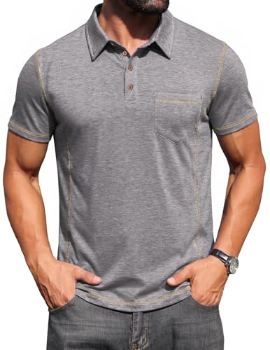 Polo d'été décontracté pour homme en coton bleu marine avec poche