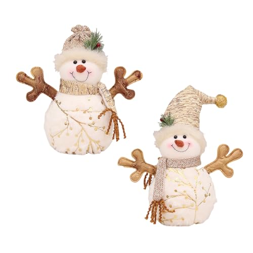 Qcbuegof Temporada de vacaciones elegantes figuras de muñeco de nieve con regalos portátil sentado ornamento accesorio para decoración de fiestas en el hogar decoración de festivales