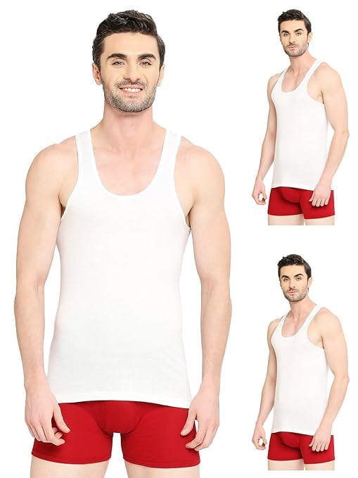 VIP® Mens Supreme White Round Neck 100% Cotton Vest - White