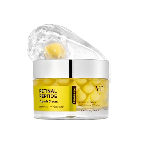 Image of VT COSMETICS Retinal Peptide Capsule Cream, - 3-in-1 Firming Moisturizer with Retinal (Vitamin A), 9 Peptides & Niacinamide | Wrinkle, Pore & Hydration Care | Korean Skin Care