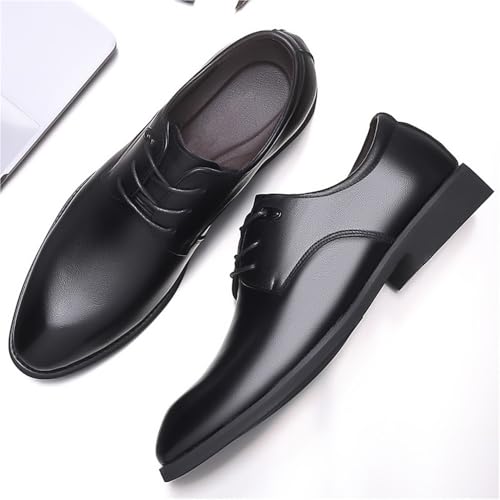 Men's Wide Width Genuine Leather Oxford Dress Shoes Pointed Toe Business Formal Wedding Groom Trendy Black2