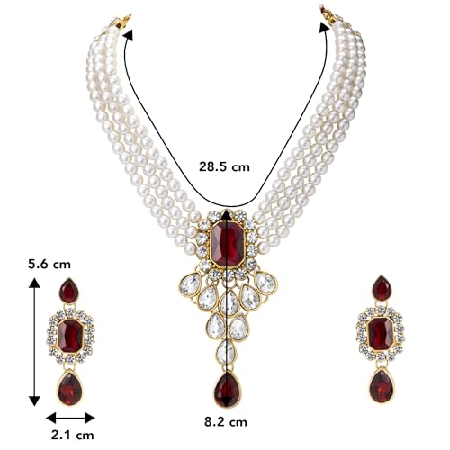 Image of Peora Crystal Faux Pearl Jewellery Gift Set for Women