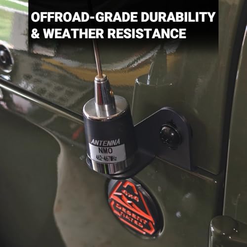 Image of Driver Side CB Antenna Mount Compatible with Jeep Wrangler JL JLU & Gladiator JT 2018-2024, Front Hood Side Radio Antenna Mount Bracket for CB /HAM /GMRS Antennas, Heavy Duty Metal Holder