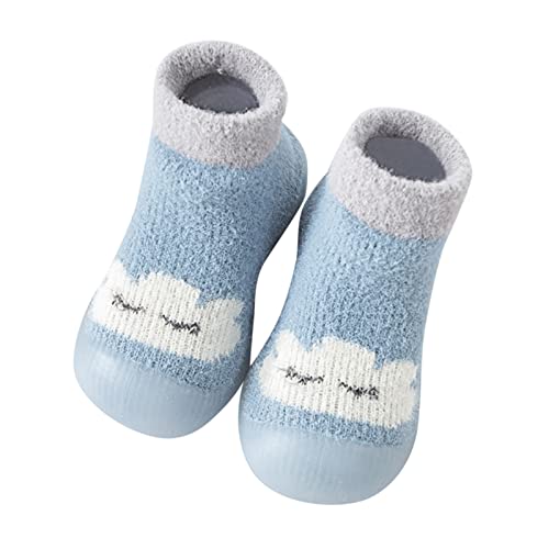 Baby Sock Shoes Toddler Kids Infant Newborn Boys Girls Shoes First Walkers Cute Cartoon Warm Thickened White Shoes B