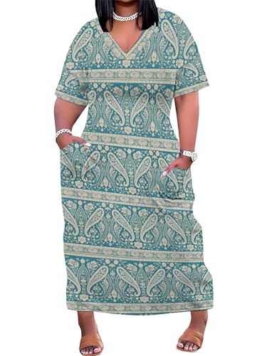 Image of SUZONANA Plus Size Dresses for Curvy Women African Print American Dress Summer Outfits Casual Loose with Pocket