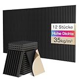 Sonic Acoustics 12 Stücke Selbstklebend Schallabsorber, Dichte 35 kg/m³, 2,5x20x30cm, 3D Hochdichte Akustikschaumstoff, Hall-Echo-Fliesen reduzieren, für Wand, Tonstudio, Aufnahmestudios, Büro