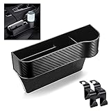 TUTUDOW Carbon Fiber Car Seat Gap Filler Organizer, Auto Console Side Storage Box, Car Organizer Front Seat for Holding Phone, Multifunctional Car Seat Organizer(Carbon Fiber Passenger side+4 HOOK)