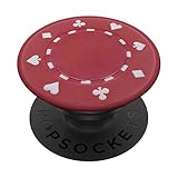Red Poker Chip Gambling Card Games PopSockets PopGrip: Ausziehbarer Sockel und Griff für Handys/Tablets mit Tauschbarem Top