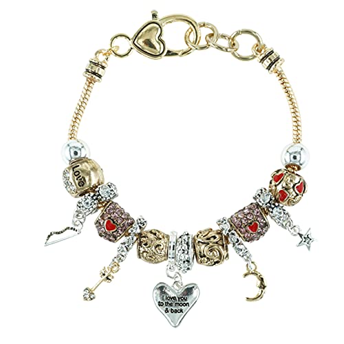 Image of Love Inspired Two Tone Gold and Silver Plated Charm Bracelet