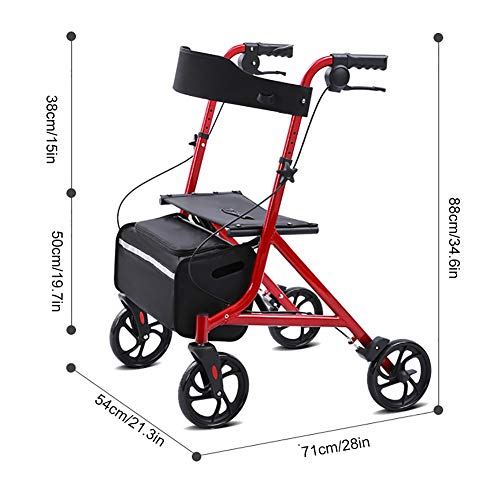 Składany chodzik z siedziskiem i koszem do użytku na zewnątrz, koła terenowe dla większej mobilności