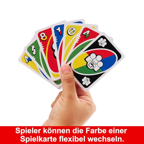 Mattel Games UNO Flex, UNO Kartenspiel für die Familie, mehr Abwechslung durch Powerkarten, Perfekt als Kinderspiel, Reisespiel oder Spiel für Erwachsene, für 2-10 Spieler, ab 7 Jahren, HMY99 – Bild 4