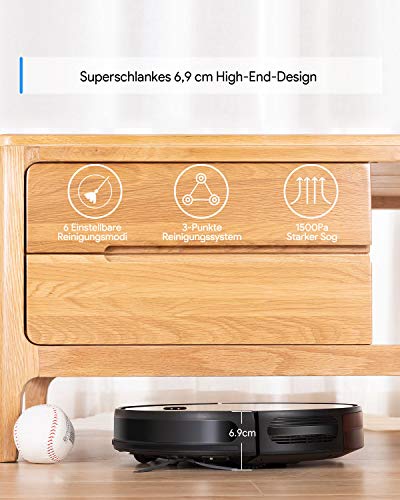 Bagotte Saugroboter 3-in-1 Staubsauger Roboter, 6.9cm Superschlank, 6 Reinigungsmodi, 100Min Laufzeit, Selbstaufladung… - Image 5