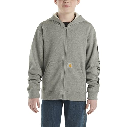 Image of Carhartt Kid's CP8675 Long-Sleeve Full-Zip Logo Sweatshirt - Boys