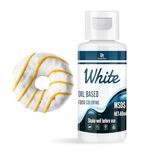 Colorant Alimentaire à Base d'Huile pour Chocolat - Colorant Liposoluble Éclatant pour Candy Melts, Pâtisserie, Décoration de Gâteaux - Version Améliorée pour Glaçage, Fondant, DIY – 60ml (Blanc)