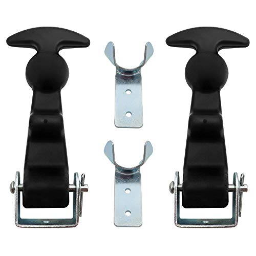 QWORK 2Packs 4.7 inch T-Handle Draw Latches with Brackets Rubber Flexible Hood Catch t-Handle Hasp for Tool Box Hood Vehicle Engine