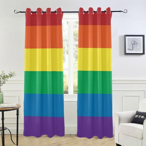 Rideaux occultants à motif drapeau arc-en-ciel, 213,4 cm de long, traitements de porte et de fenêtre, rideaux du sol au plafond pour décoration de chambre à coucher, rideaux d'intimité colorés