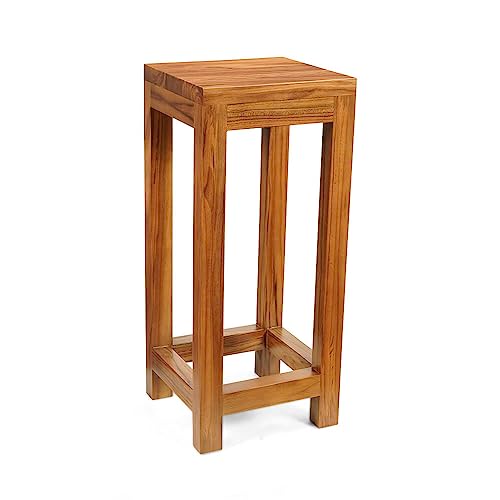 Image of Classic Solid Wood Saddle-Seat Kitchen Counter Table Set of one| Dark Teak Wood Polish | Bar Stool | Bar Chair | Haigh Stool only one Piece (Desgin-7)