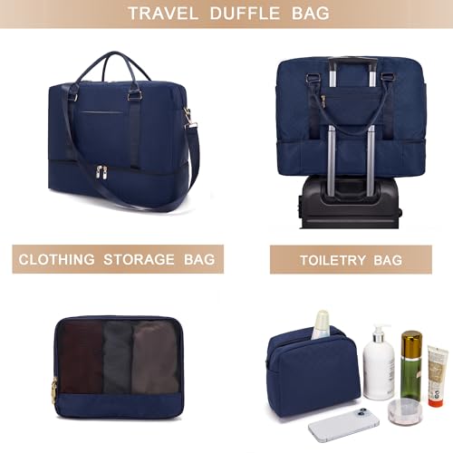Travel Duffle Bag for Women Carry on Bags Overnight Weekender Gym 3pcs Set — view 6