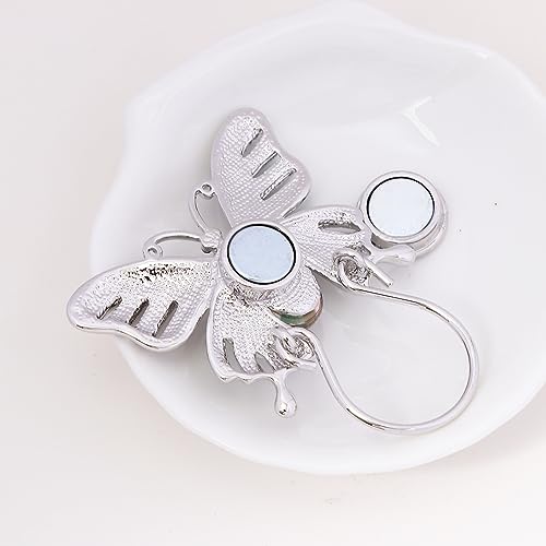 Image of Enamel Colorful Butterfly Abalone Shell Crystal Magnetic Eyeglass Holder Brooch and Pin