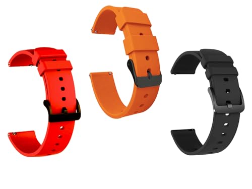 Image of IIK COLLECTION 22mm Silicone Strap for Smart Watches | Combo Pack Compatible With Noise, Fireboltt, Boat Xtend, Pebble, Boat Flash, Noise Color Fit, Ultra Smart Watch & All Watches