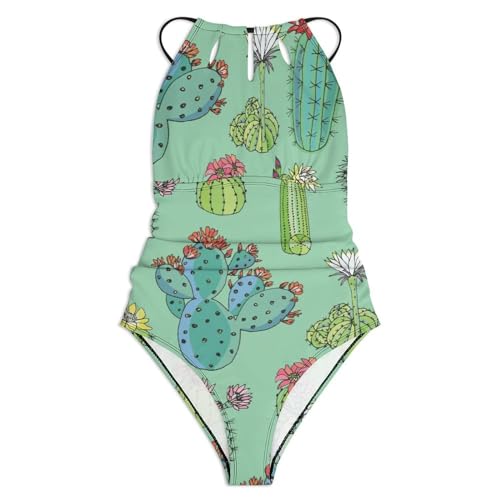 Monokini imprimé cactus avec doublure gainante haute qualité - 3