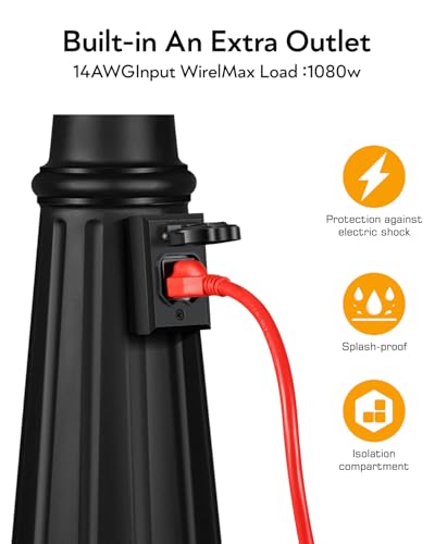 Image of Gleamz Outdoor Lamp Post with Outlet, Black Lamp Posts Outdoor Lighting | Dust to Down Photocell Sensor, Extra Outlet & Hardwired 120VAC, 100% Aluminum Street Lamp Post, Anti-rust Aluminum Frame