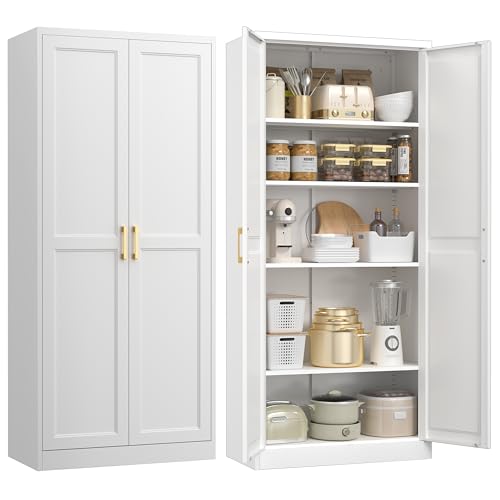 UNICOLY 71' Kitchen Pantry Cabinet, Pantry Storage Cabinet with Doors and 4 Shelves, Metal Storage...