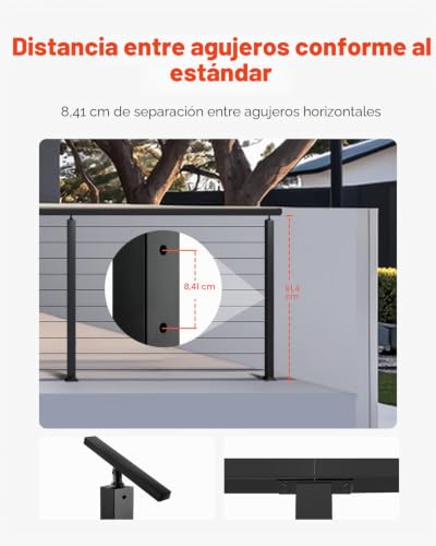 VEVOR Poste de Barandilla de Cable 4 PCS 91,4 cm Acero Inoxidable SUS304 Negro 4