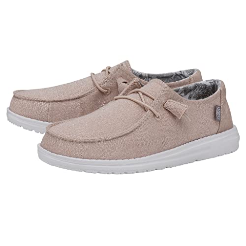 Image of HEYDUDE Women's Wendy Sparkling Pink Size 7 | Women's Shoes | Women's Lace Up Loafers | Comfortable & Light-Weight
