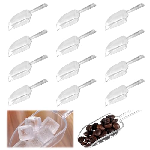 12 Stück Kleiner Mehlschaufel, Transparenter Kunststoff Eisschaufel, Abwiegeschaufel Transparenter, Mehrzweck Futterschaufel Kunststoff, Leicht zu Reinigen, für Eiscreme, Proteinpulver, Kaffee und Tee