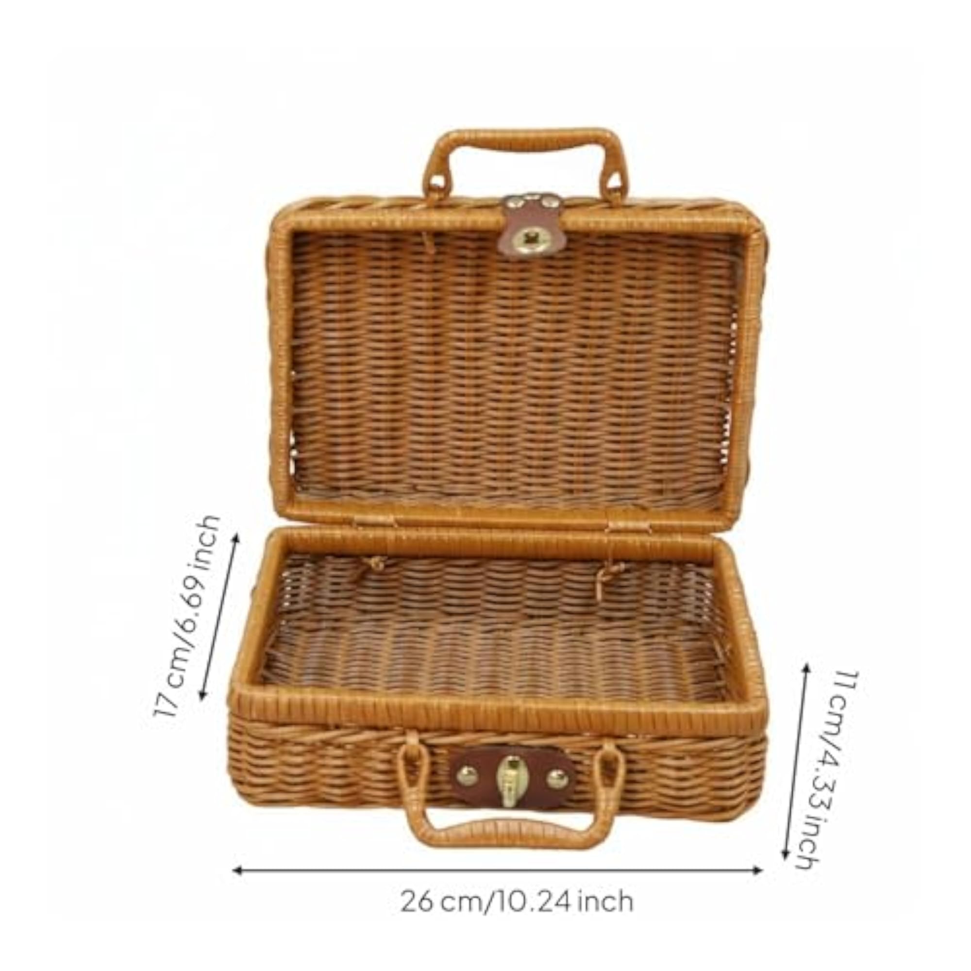 Handmade Rattan Suitcase Portable Wicker Box for Gifts
