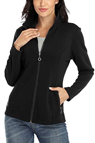 Women's Full-zip Jacket Stand Collar Sweatshirt Hoodless Cotton Slim Fit Running Jackets with Pockets2