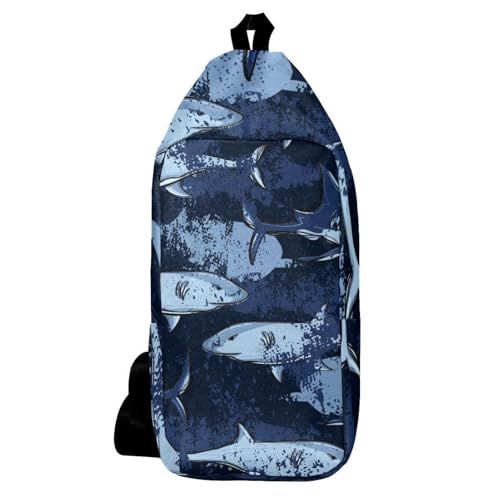 Sac à dos à bandoulière requin bleu 16x36.5cm pour randonnée et voyage
