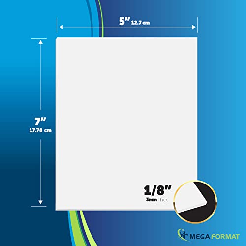 Image of Mega Format Expanded PVC Plastic Sheets - 5 inch X 7 inch Rigid White Sheet for Crafts, Signage, & Displays - Sintra, Celtec PVC Board - Waterproof for Outdoors Use - 1 /8 inch 3mm Thick - 3-Pk-White