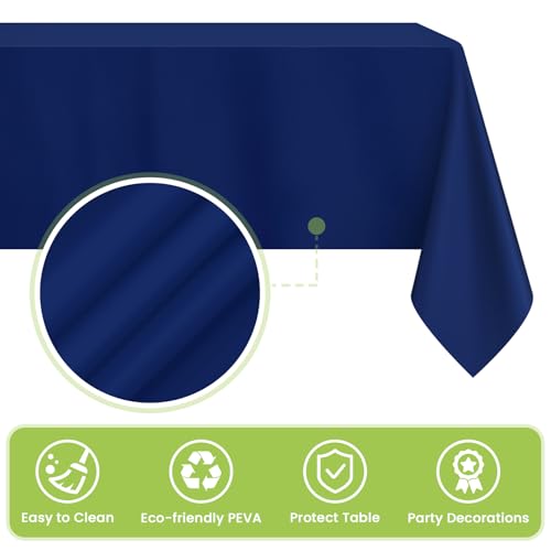 Image of Mulbozy Navy Plastic Tablecloth Disposable 4 Pack, 54 x 108 Inch