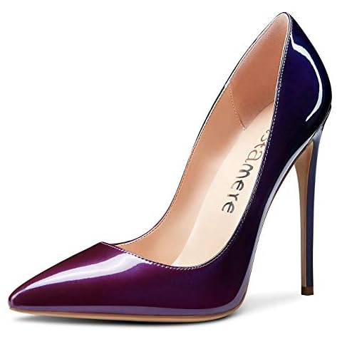 Castamere Zapatos de Tacón Mujer Moda Puntiagudas Tacón de Aguja 12CM High Heels Morado Azul Charol Zapatos EU 38.5 Cover