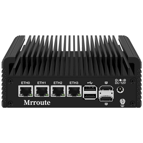 Mrroute Alder Lake-N i3-N305 8C/8T ファンレスミニルーター、RAMなし SSDなし、DDR5、4X i226-V Lans、2X HDMI&DP&Type-C、3画面ディスプレイミニデスクトップコンピュータ