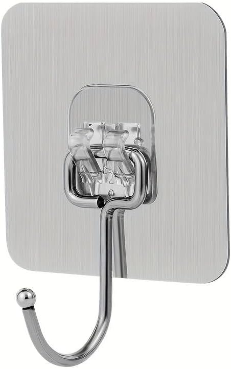 Miniatura 2 de Ganchos de pared grandes de acero inoxidable (paquete de 10)  Resistentes, inoxidables, impermeables, a prueba de aceite  Ganchos autoadhesivos para
