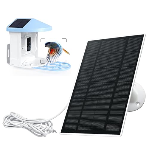 Solar Panel Charger for Bird Feeder Camera Type-C Plug 9.8ft Long Cable Waterproof