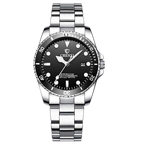 Women's Classic Fashion Silver Stainless Steel Watches Waterproof Date Luminous Lady Dress Wrist