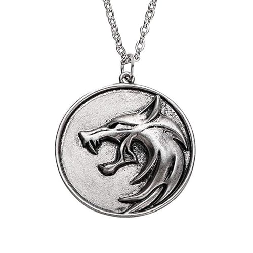 Haceolhada Witcher Medallion Necklace Witcher Necklace for Men Geralt of Rivia Wolf Necklace for Men Wild Hunt Wolf Jewelry for Men Witcher Costume Accessories