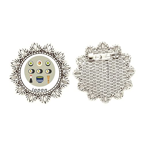 Broche tradicional japonés de flores de sushi en plata: evita ropa sosa