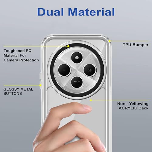 Image of Zapcase Back Case Cover for Mi Redmi 14C 5G | Compatible for Mi Redmi 14C 5G Back Cover | Case Cover with Camera Protection | (TPU + PC | Transparent)