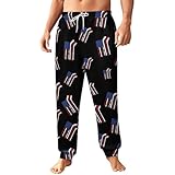 American Flag Made with Hockey Sticks Mens Athletic Workout Jogger Sweatpants for Men with Pocket and Drawstring M